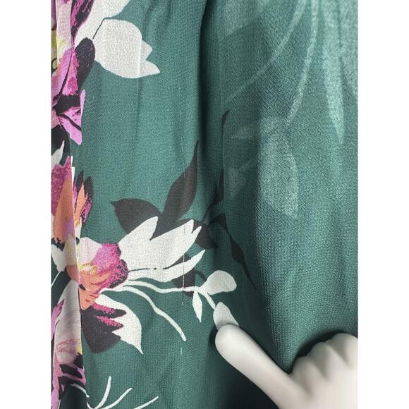 *Flawed Torrid Midi Chiffon Wrap Dress Green Floral Missing Belt Plus Size 1 1X - Picture 10 of 15